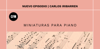 Portada Miniaturas para piano con un piano y una partitura