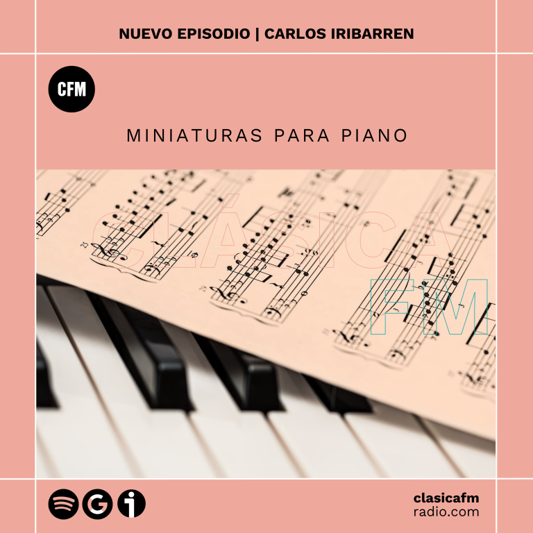 Portada Miniaturas para piano con un piano y una partitura