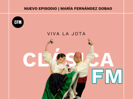 Portada podcast Viva la Jota con dos personas bailando jota